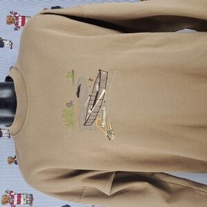 Vintage Y2K M&C Sport tan embroidered canoe fishing outdoors 2XL sweatshirt
